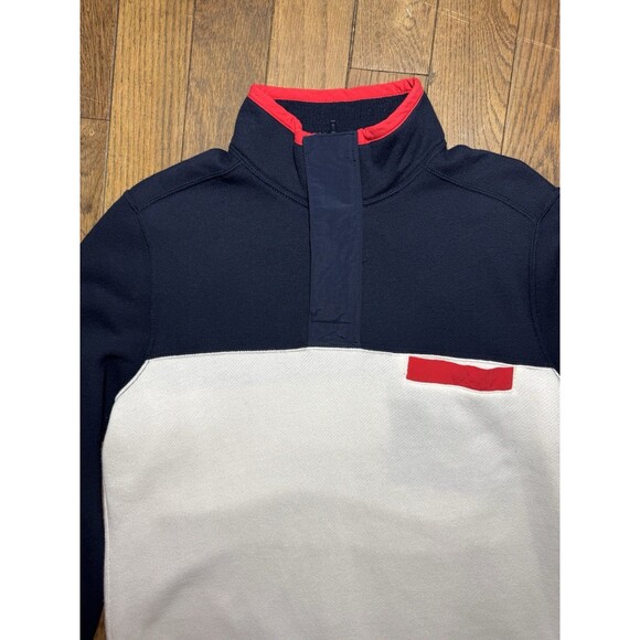 Vtg Abercrombie & Fitch Men’s Quarter Zip Pullover Large White Red Blue Campus - Picture 3 of 5